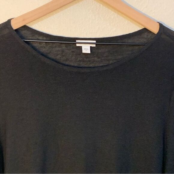 J. JILL Tunic 59% Linen Blend Women’s XL Black Long Bell Sleeve Slit Scoop Neck. - Picture 3 of 15